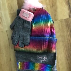 Bebe girls hat and glove set
